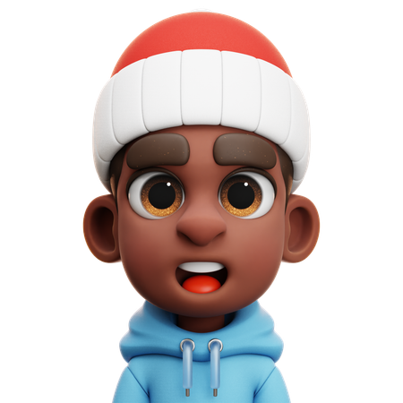 MENINO AFRO COM CAPUZ AZUL  3D Icon