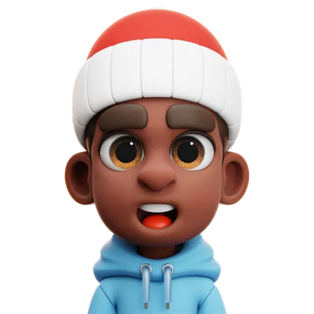 MENINO AFRO COM CAPUZ AZUL  3D Icon