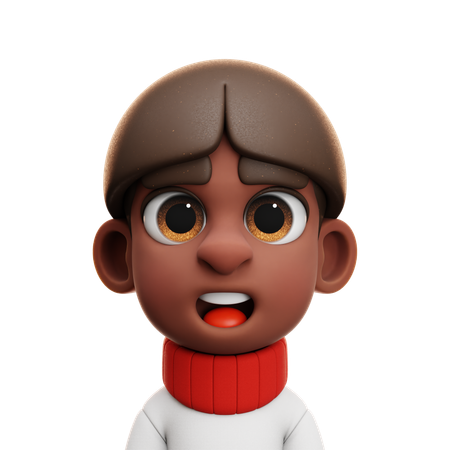 MENINO AFRO COM CAMISOLA VERMELHA E BRANCA  3D Icon