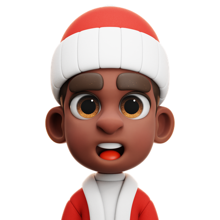 MENINO AFRO COM FANTASIA DE PAPAI NOEL  3D Icon