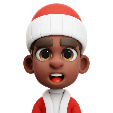 MENINO AFRO COM FANTASIA DE PAPAI NOEL  3D Icon