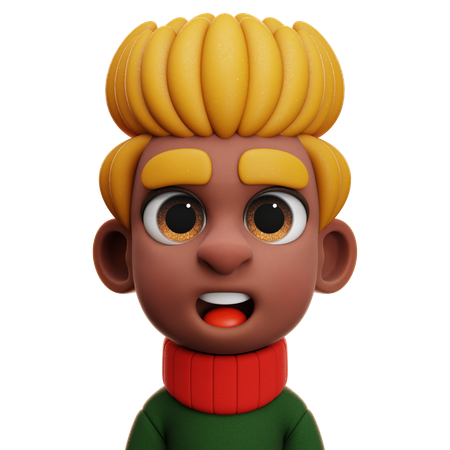 AFRO BOY WITH RED AND GREEN SWEATER  3D Icon