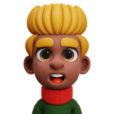 AFRO BOY WITH RED AND GREEN SWEATER  3D Icon