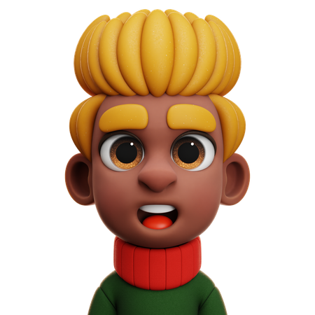 AFRO JUNGE MIT ROTEN UND GRÜNEN PULLI  3D Icon
