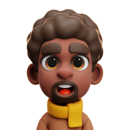 Afro-Mann mit braunem Hemd  3D Icon