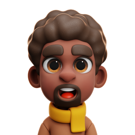 Afro-Mann mit braunem Hemd  3D Icon