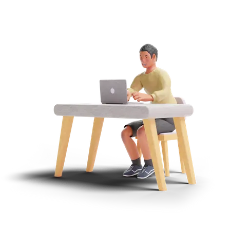 Afroamerikanischer Teenager mit Laptop  3D Illustration