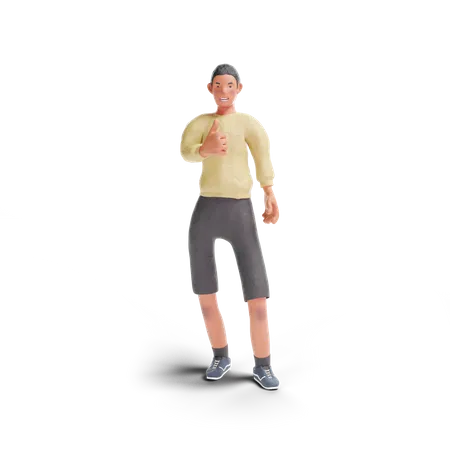 Afroamerikanischer Teenager junge Daumen hoch Geste  3D Illustration