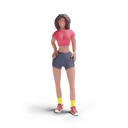 Afrikanische amerikanische Teenager-Mädchen stehen  3D Illustration