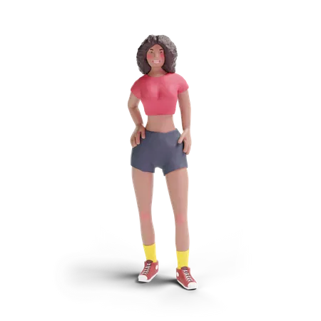 Afrikanische amerikanische Teenager-Mädchen stehen  3D Illustration