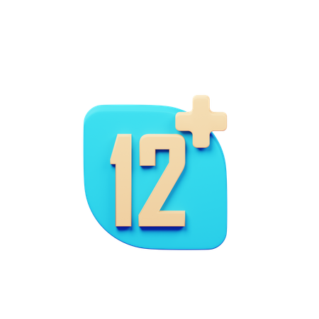 Age Restriction 12 Plus  3D Icon