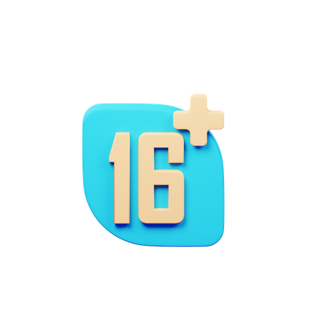 Age Restriction 16 Plus  3D Icon