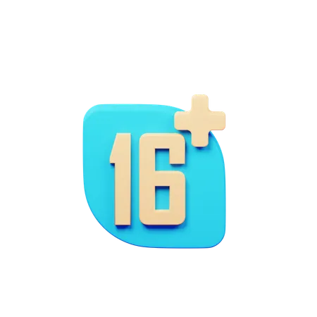 Age Restriction 16 Plus  3D Icon