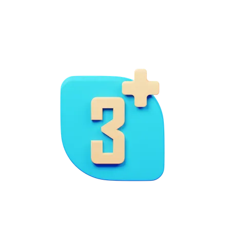 Age Restriction 3 Plus  3D Icon