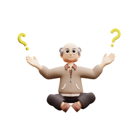 Aged Man Asking Questions  3D Illustration