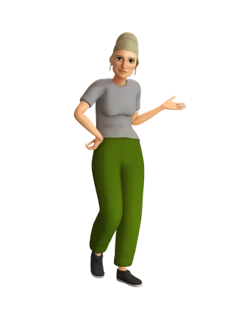 Aged Woman indicating something  3D Illustration