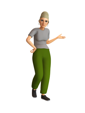 Aged Woman indicating something  3D Illustration