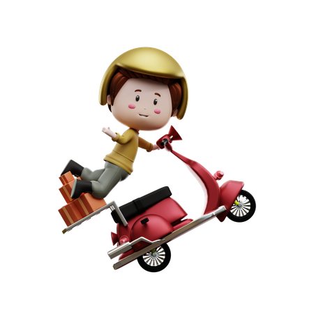 Agent de livraison en scooter  3D Icon