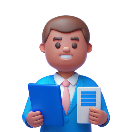 Agent with insurance papers  3D Illustration