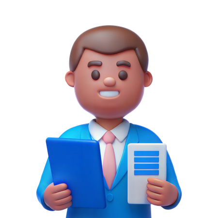 Agente con papeles de seguro  3D Icon