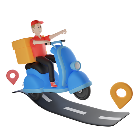 Agente de entrega en scooter  3D Illustration