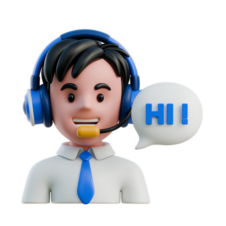 Agente de servicio al cliente con auriculares  3D Icon