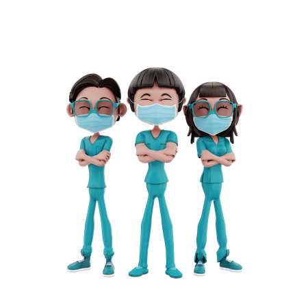 Agents de santé unis  3D Illustration