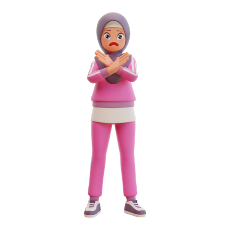 Aggressive Muslim Girl  3D Illustration