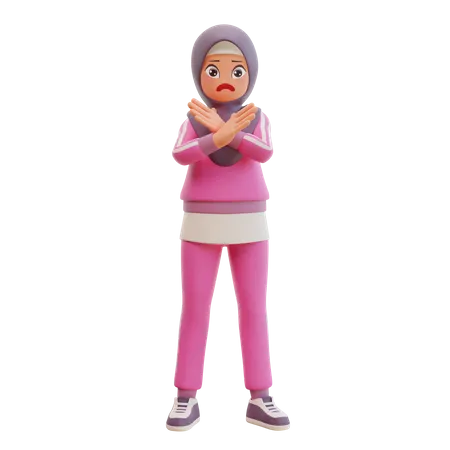 Aggressive Muslim Girl  3D Illustration