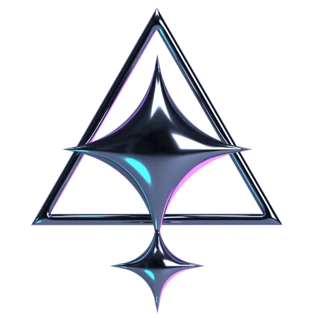 Aglomerado de estrelas triangulares cromadas  3D Icon