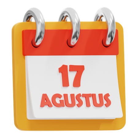 Calendário de 17 de agosto  3D Icon