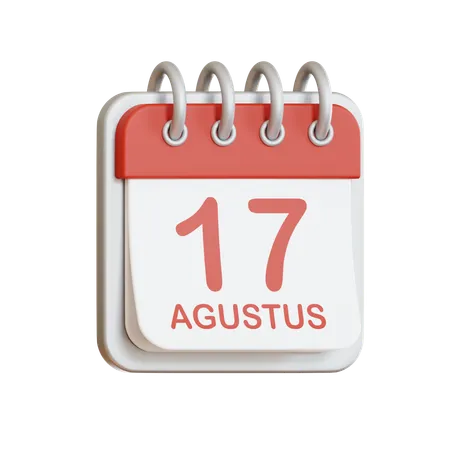 Calendário de 17 de agosto  3D Icon