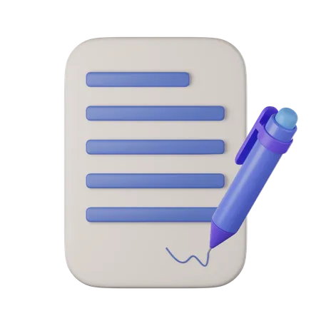 An Agreement Document With Signed Pen Logo Icon Management Efficient Work On Project Plan Concept Assignment And Exam Work Solution Render Illustration 3D Icon