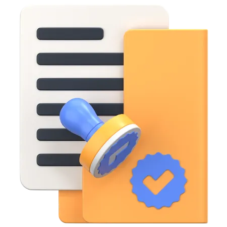 Agreement Folder With Stamp Sign  3D Icon