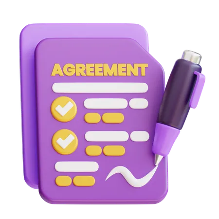 3 D Agreement Paper Icon 3D Icon