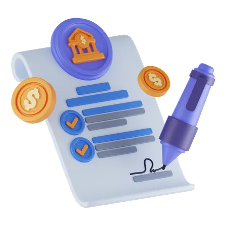 Agreement Paper  3D Icon