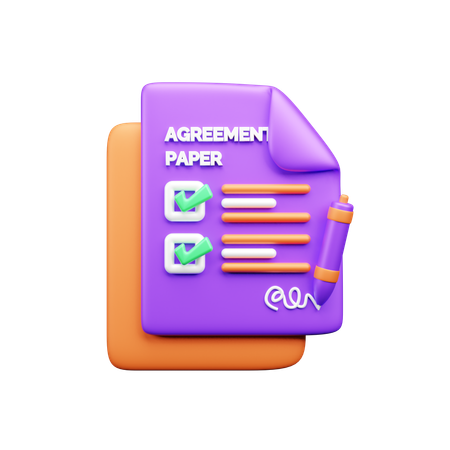 Agreement Paper  3D Icon