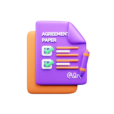 Agreement Paper  3D Icon