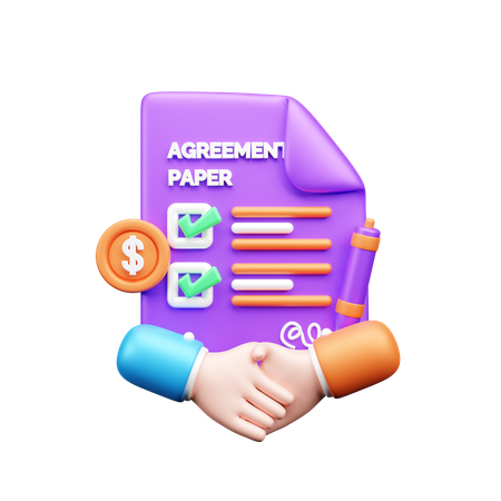 Agreement Paper  3D Icon