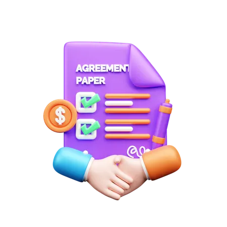 Agreement Paper  3D Icon