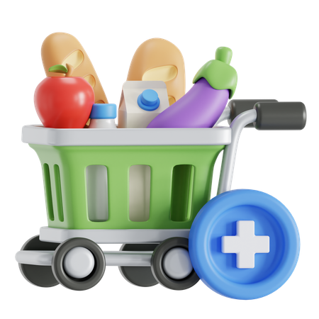 Añade los artículos al carrito de la compra.  3D Icon