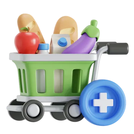 Añade los artículos al carrito de la compra.  3D Icon