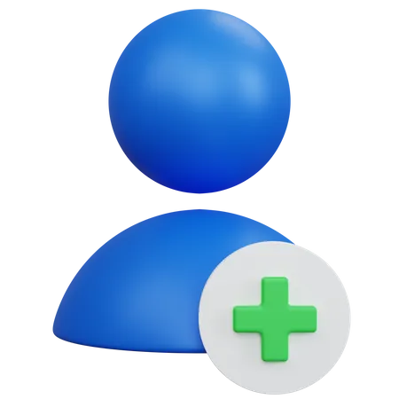 3 D Renderizado Azul Agregar Icono De Usuario Aislado 3D Icon