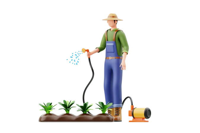 Agricultor masculino con agricultura sostenible  3D Illustration