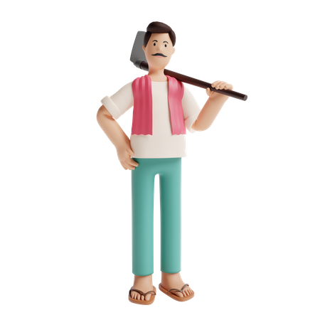 Agricultor masculino indiano  3D Illustration