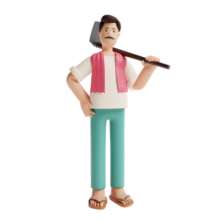 Agricultor masculino indiano  3D Illustration