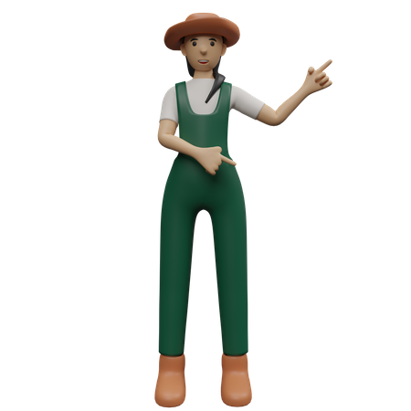 Une agricultrice pointe du doigt  3D Illustration