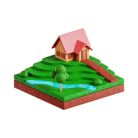 Agricultura em terraço  3D Icon