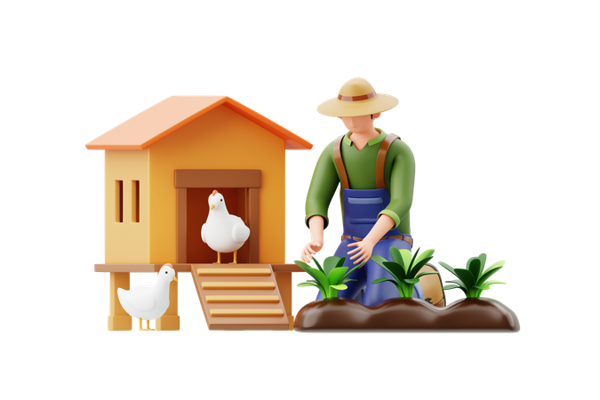 Agricultura de permacultura  3D Illustration