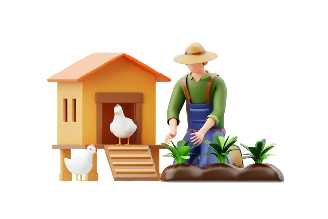 Agricultura de permacultura  3D Illustration